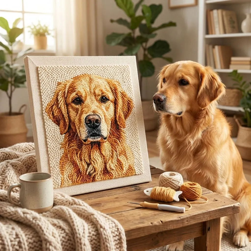 Mother and daughter relaxing while crafting a custom photo punch needle kit
